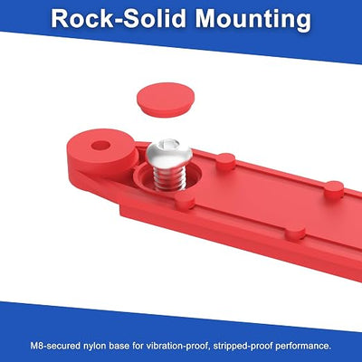 Upgraded Bus Bar 250A 12V Power Distribution Block with 3/8" (M10) 4-Posts Terminals Block with Cover for Automotive, Marine, Battery System (Red)