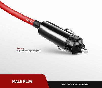 Nilight Cigarette Lighter Extension Cord Cable Heavy Duty 6ft 12V/24V Car Charger with Cigarette Lighter Plug Cigarette Lighter Socket,2 Years Warranty