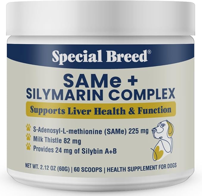 Liver Support for Dogs – Same + Milk Thistle Supplement Powder – Supports Liver Function, Detox & Cellular Health – Silymarin with 24 mg Silybin A+B – 60 Servings