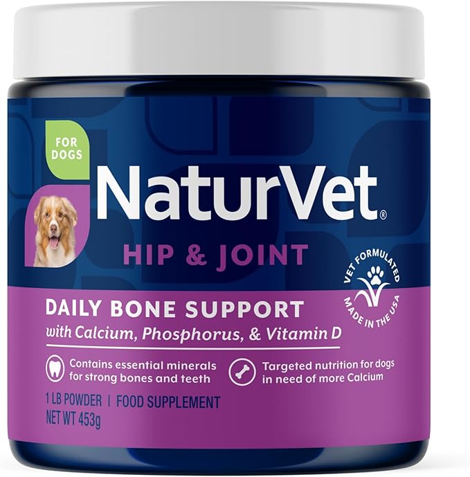 NaturVet Calcium-Phosphorus for Dogs, Supports Strong & Healthy Bones, Enhanced with Essential Minerals & Vitamin D, No Color, 16 Oz