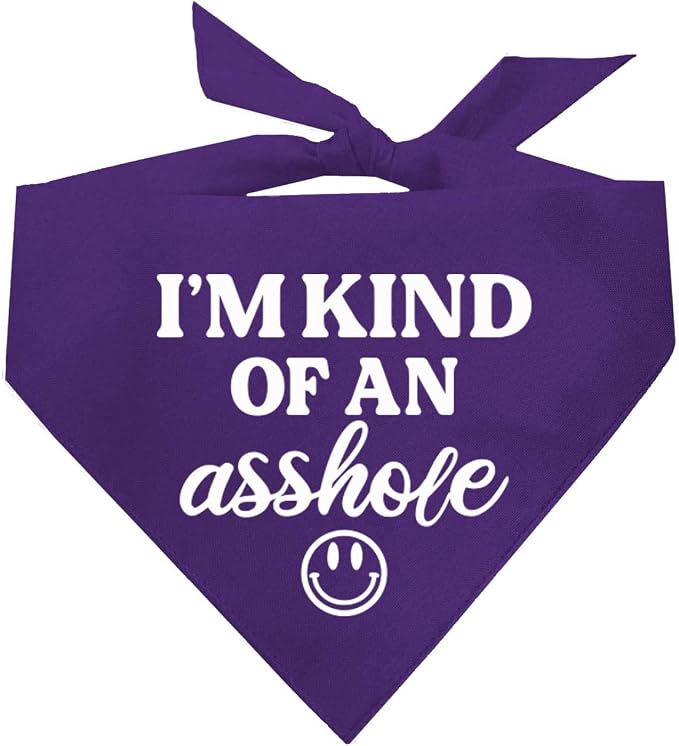 I'm Kind of an A (Problem) Dog Bandana | 100% Cotton Adjustable Triangle | Made in USA | Do Not Pet | Funny Warning for Reactive or Moody Dogs |Purple, X-Small (31)