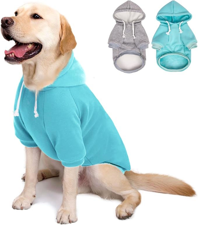 2-Pack Dog Hooded Sweaters & Jackets - Soft Dog Clothes Hoodie for Small/Medium/Large Dogs & Cats | All-Season Comfort & Fit, Stylish Pet Shirts Apparel & Accessories (Light Blue, Grey, Small)