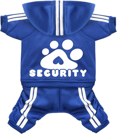 Dog Security Clothes - 4 Legs Jumpsuit Sweatshirt Hoodie - Soft & Warm Winter Outfit Pullover Sweater for Small Medium Large Dogs Cats (Blue, Large)