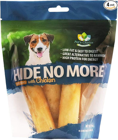 Pet’s Choice Pharmaceuticals HideNoMore, Rawhide Free Chicken Chew Treats for Dogs, 4-5" 4 ct