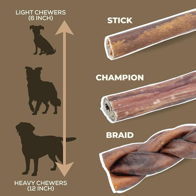 Bully Bunches 12 Inch Collagen Wrapped in Beef Bully Stick | Consistently Sized, All-Natural, Long Lasting Dog Chew | Dental Stick for Avid Chewers (12 Inch, 5 Pack)