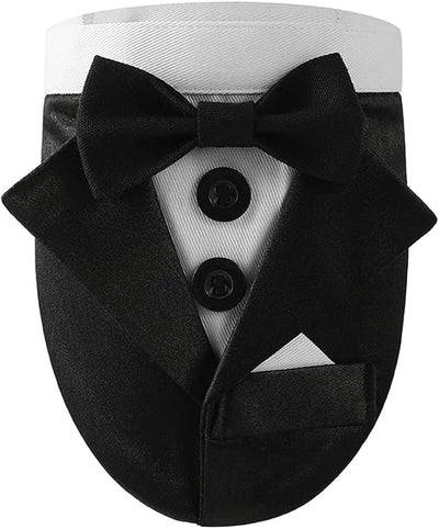 Tuxedo Dog Collar for Wedding Engagement and Birthday, Formal Dog Bandana Collar Costume with Bow Tie and Adjustable Buckle,Suitable for Small Medium Large Dog. (Black 2, M)