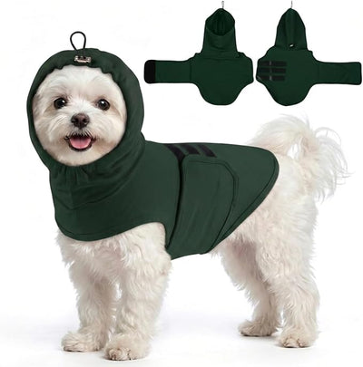 MIGOHI X-Small Dog Anxiety Vest | Dog Calming Vest for Small Dogs, Adjustable Anxiety Shirt for Dogs,Pet Anxiety Jacket with Ear Cover for Fireworks,Thunderstorm,Separation,Loud Noise,Green,XS