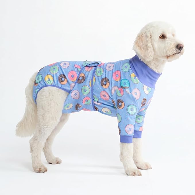 Spark Paws Dog Surgery Recovery Suit – Dog Recovery Suit After Surgery, Anti-Lick Dog Onesie, Abdominal Wound Protector, Soft Cone Alternative for Spay Neuter Male Female Pet Recovery - Donuts - 2XL