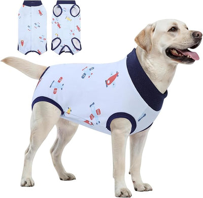 SAWMONG Recovery Suit for Dogs Female Male, Breathable Dog Onesie Body Suit After Surgery Spay Neuter, Professional Pet Surgical Suit, Substitute E-Collar Cone (Blue, L)