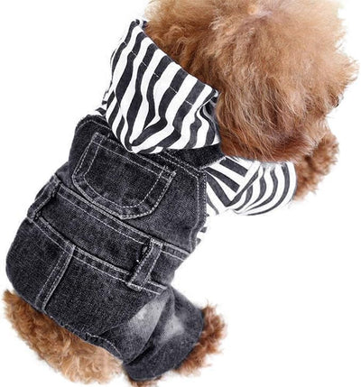 SILD Pet Denim Jumpsuit Dog Jeans Hoodies Cool Blue Coat Medium Small Dogs Classic Jacket Puppy Blue Vintage Washed Vests (S, Black)