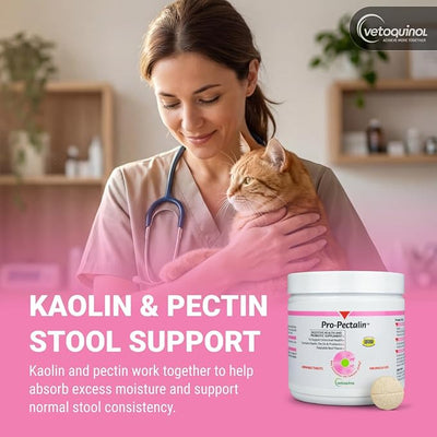 Vetoquinol Pro-Pectalin - Supports Digestive System & Stool Firmness for Dogs & Cats - Chewable Probiotic Supplement for Intestinal Support - For All Breeds - 60 Count