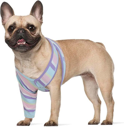 ROZKITCH Dog Leg Sleeve to Stop Licking Left Right Legs, Protector Keep Bandages in Place for Sutures, Comfortable Protection for Elbow Area for Sprain ACL CCL Stripe 2XS