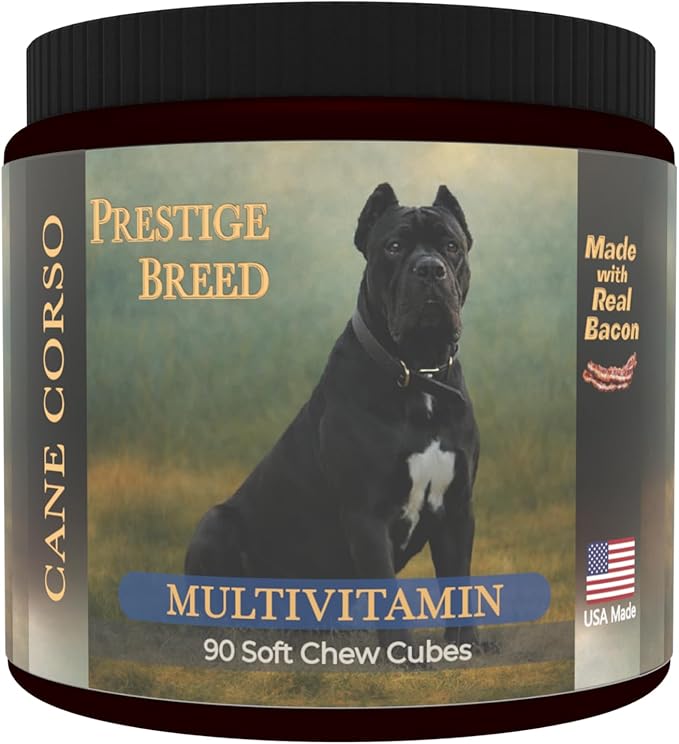 Cane Corso Multivitamins, 90 Count, Made in the USA with Real Bacon.