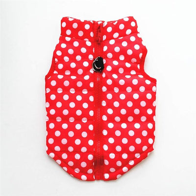 Winter Dog Vest - Waterproof & Windproof, Warm Coat for Small & Medium Dogs - White with Dots