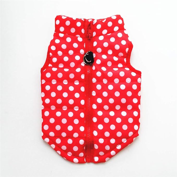 Winter Dog Vest - Waterproof & Windproof Warm Coat for Small & Medium Dogs - White Dots - XS