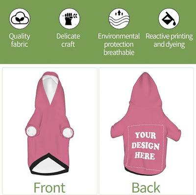 Personalized Chihuahua Dog Hoodie, Custom Pet Warm Sweatshirt Costume with Name Number Photo, Customize ID Clothes for Pupppy Kitten Dogs Cats, DarkPink, XXS
