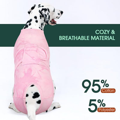 Kuoser Dog Surgery Recovery Suit, Anti Licking Surgical Suit for Dogs Male Neuter, Soft Dog Surgery Suit Female Spay Subsititute E-Collar Cone, Doggie Body Suits After Surgery Pink Tie Dye M