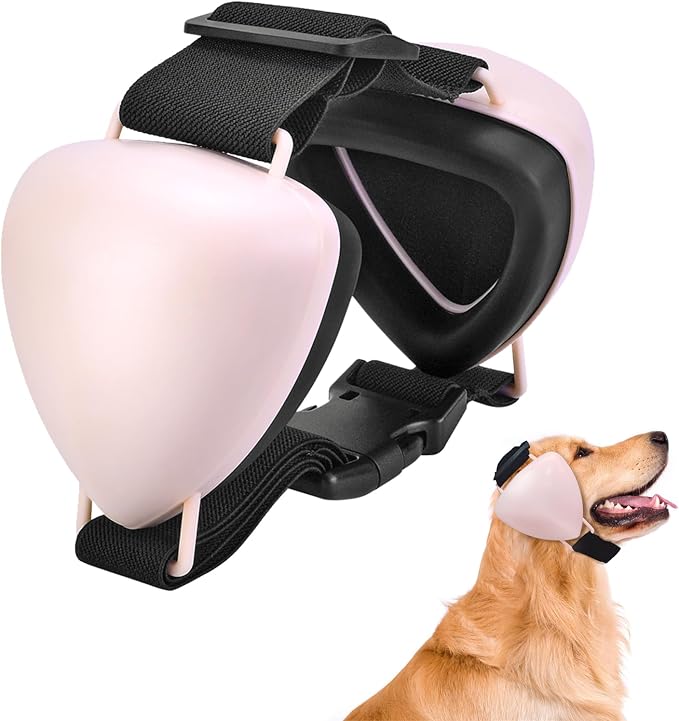 ZOHAN Dog Ear Muffs for Noise Protection, Comfort Dog Noise Cancelling Ear Muffs with Fast Snap Lock for Fireworks, Thunder, Vacuums(Pink,L)