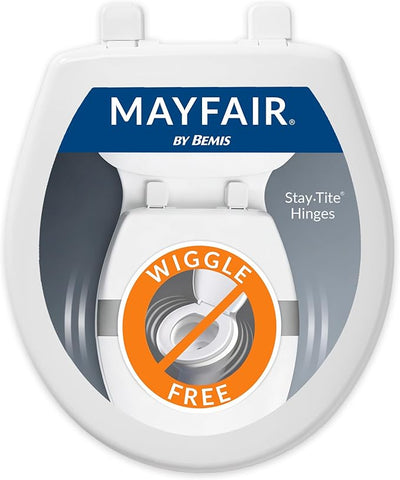 Mayfair Caswell Modern Slow Close Toilet Seat, Durable Plastic Seat, Made in USA, Round, White
