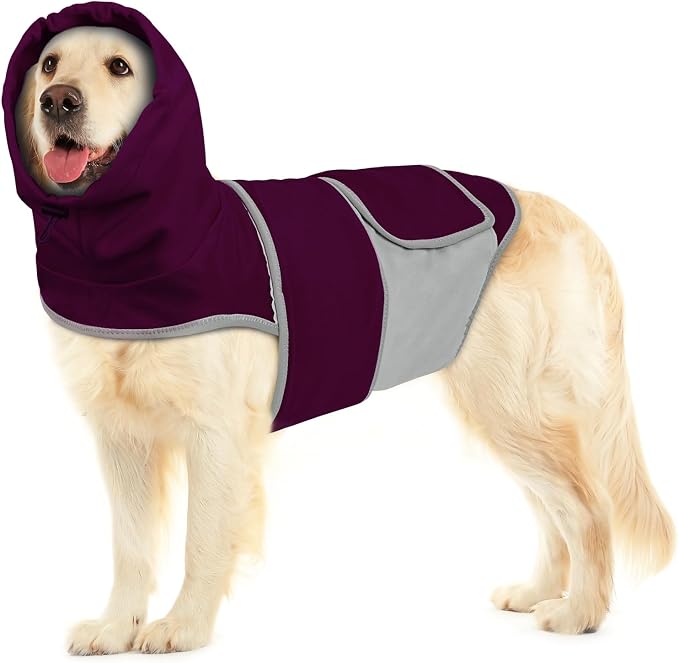 Dog Anxiety Shirt with Hood, Thunder Vest Noise-Reducing, Skin-Friendly Relief Calming Jacket for Storm, Separation, Festive Fireworks, Vet Visits, M, Purple