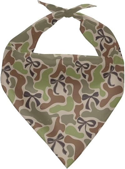 KEIAHUAN Dog Bandana Camo Bow Adjustable Comfortable Triangle Dog Scarf Reversible Pet Kerchief for Summer Puppy Small Medium Large Pets