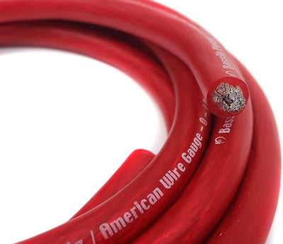 KnuKonceptz Bassik 1/0 Gauge AWG Primary Automotive Battery Power/Ground Wire Cable - Red 15 Feet