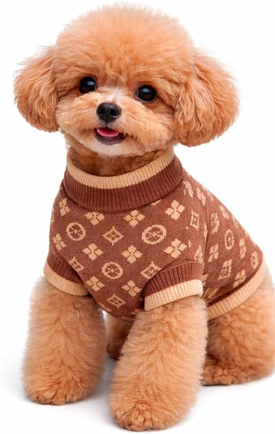 Everything Chic Luxury Dog Sweater – Soft Knit Designer Pet Outfit for Small Dogs & Puppies, XS–L, Stylish Warm Clothing for Yorkies, Chihuahuas, Dachshunds, Maltese, French Bulldog