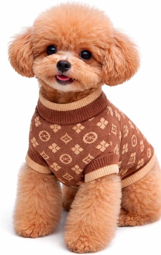 Everything Chic Designer Dog Sweater for Small Dogs, Soft Luxury Knit Pet Outfit XS-7XL, Warm Stylish Puppy Clothes for Yorkies, Chihuahuas, Dachshunds, Maltese & French Bulldogs