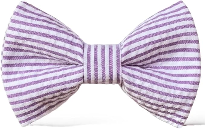 Detachable Dog Bow Tie, Slide-On Pet Bowtie for Collars, Stylish Durable Dog Lover Accessory Small, Medium & Large Dogs (Purple Seersucker, Large (4.5in Wide))