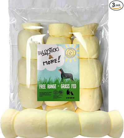 BULLYSTICKS & MORE Beef Cheek Rolls for Dogs (10-12" Extra Thick - 3 Count) - Beef Cheek Bones for Dogs - Dog Parents Choice - Premium No Hide Rolls