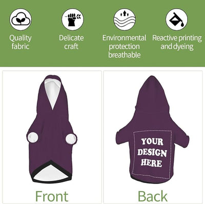 Personalized Chihuahua Dog Hoodie, Custom Pet Warm Sweatshirt Costume with Name Number Photo, Customize ID Clothes for Pupppy Kitten Dogs Cats, PlumPurple, XS