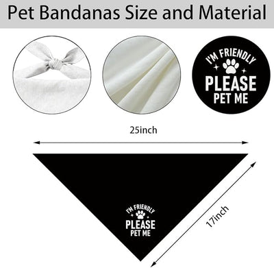 I'm Friendly Please Pet Me Dog Bandana, Black Pet Dog's Scarf Accessories, Dog's Bandana for Small Medium Dogs, Gift to Dogs Lover, Puppy Triangle Scarf for Boy and Girl