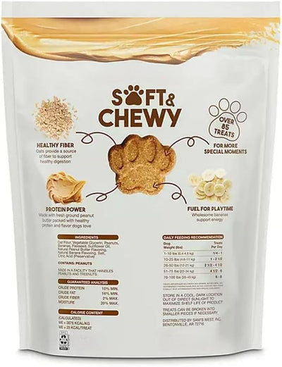 Soft & Chewy Dog Treats, Peanut Butter & Banana Flavor, Non-GMO, Human Grade, Bulk 48 oz Bag