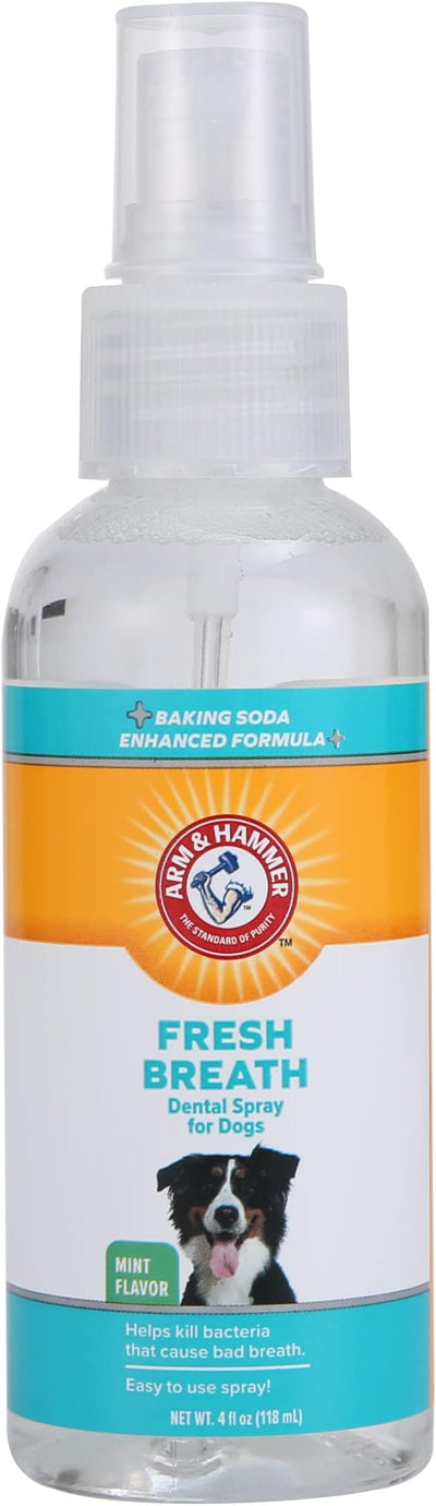 Arm & Hammer for Pets Dog Oral Care Spray, Mint Flavor Breath Freshener with Baking Soda for Brushless Plaque and Tartar Support, Easy Daily Dental Maintenance for Adult Dogs, 4 Fl Oz
