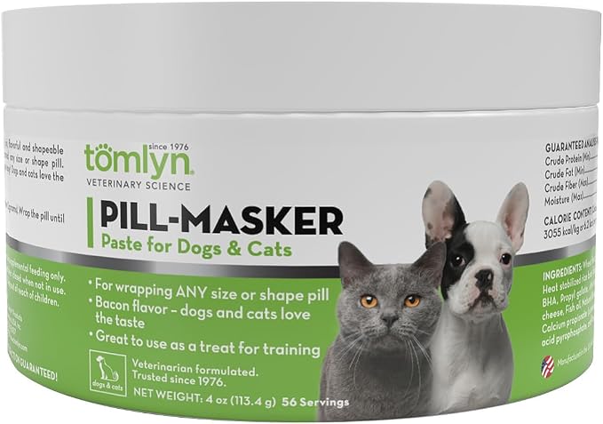 TOMLYN Pill-Masker Original Bacon-Flavored Paste for Dogs & Cats, 4oz