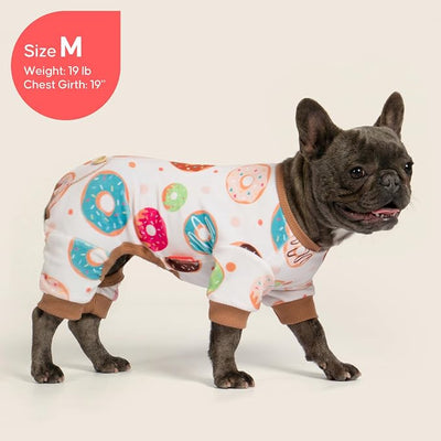 KYEESE Dog Pajamas, Soft Dog Pajamas for Small Dogs Boy Girl, Stretchy Dogs Pjs Velvet Puppy Jumpsuit Sleepwear, Comfy Jammies Lightweight Pet Onesie Outfit, Donut, S