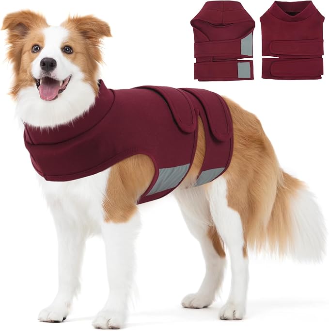 Kuoser Calming Vest for Dogs Anxiety, Adjustable Anxiety Wrap Jacket for Small Medium Large Dogs, Soothing Compression Shirt for Fireworks Thunderstorms Separation Anxiety Travel, L