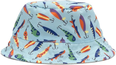 THE WORTHY DOG Gone Fishin' Bucket Hat for Dogs – Lightweight Pet Sun Hat with Adjustable Chin Strap, Soft Brim & Bright Colors - Blue, X-Large