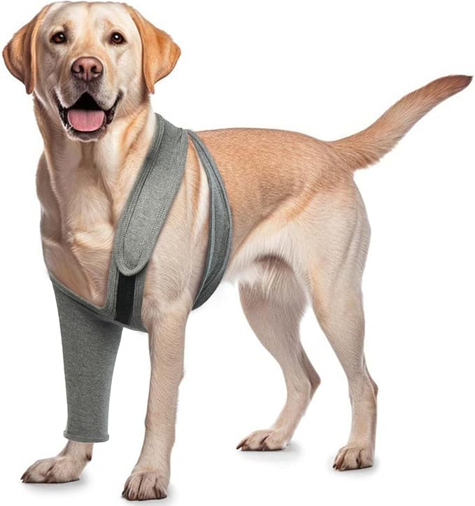 ROZKITCH Dog Leg Covers to Prevent Licking Front Right Left Leg, Pet Prevent Licking Wound Elbow Knee Protector, Dog Recovery Suit Cone Alternative for Sprain ACL CCL Arthritis Joint Care Grey XL