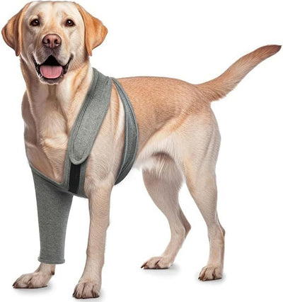 ROZKITCH Dog Wound Cover for Front Right Left Leg, Pet Prevent Licking Wound Elbow Knee Protector, Dog Recovery Suit Cone Collar Alternative for Sprain ACL CCL Arthritis Joint Care Grey M