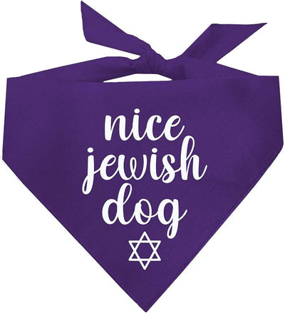Nice Jewish Dog Bandana | 100% Cotton | Made in USA | Passover | Hanukkah | Yom Kippur | Rosh Hashanah | Jewish Celebration | Bar & Bat Mitzvah | Purple, One Size (930)