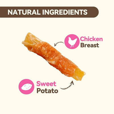 Dog Treats, Chicken Wrapped Sweet Potato, Soft Rawhide-Free Chews for Puppies & Small Dogs, 14 oz