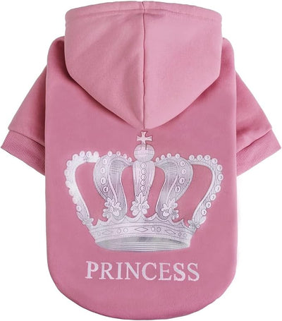 EXPAWLORER Princess Dog Hoodie-Soft Dog Sweater Calming Fleece Sweatshirt Cold Weather Pet Clothes,Pitbull Clothes Outfits,Coat Apparel for Puppy,Cat, Small Medium Large Dogs,Pink S-Medium