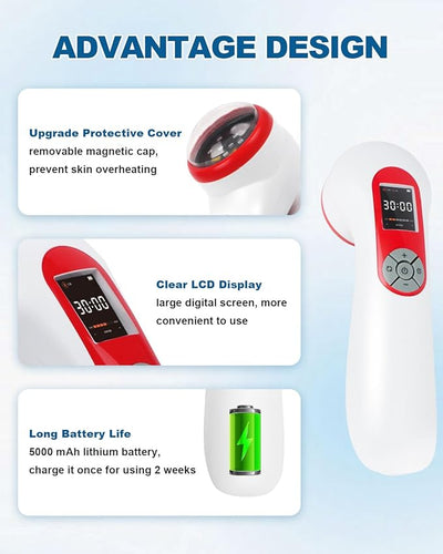 LLLT Cold Laser Therapy Device with Protective Cover, 5 * 808nm & 10 * 650nm Human/Vet Handheld Infrared Red Light Therapy, Pet Dogs Treatment Device for Muscle Pain Relief & Improve Healing(White)