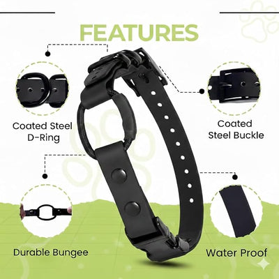 eCollar Replacement Strap Bungee Style - Waterproof Collar Compatible with Garmin, Dogtra, SportDOG, Educator (Black, 3/4")