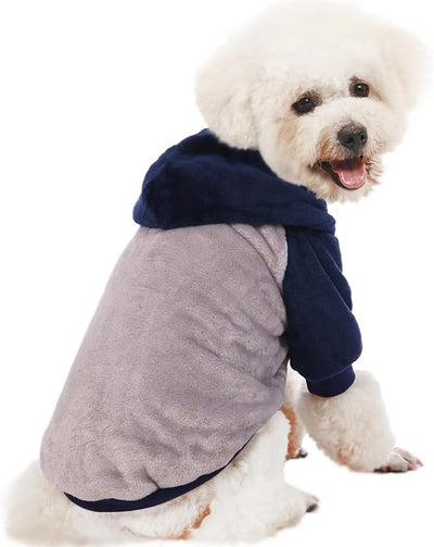 FabriCastle Small Dog Hooded Sweater, Dog Clothes XXS XS Small Medium for Dogs Boy & Cats, Soft and Warm Pet Coat, Winter Pet Jacket Apparel Costumes, Puppy Outfits Snap On Hoodies (Grey Body, Large)