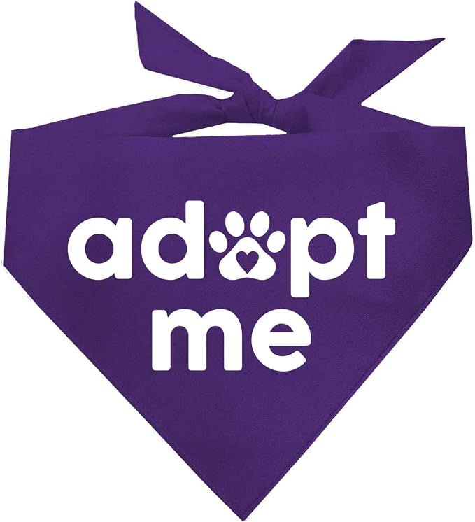 Adopt Me Dog Bandana | 100% Cotton | Made in USA | Adoption Event Prop Photoshoot | Rescue | Puppy | New Dog | Purple, One Size (326)