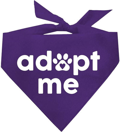 Adopt Me Dog Bandana | 100% Cotton | Made in USA | Adoption Event Prop Photoshoot | Rescue | Puppy | New Dog | Purple, One Size (326)
