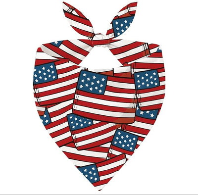 American Flag Dog Bandana, Patriotic Pet Triangle Scarf for 4th of July Independence Day Party Outfit, Stars and Stripes Neckerchief for Small Medium Dogs, Puppy Gift