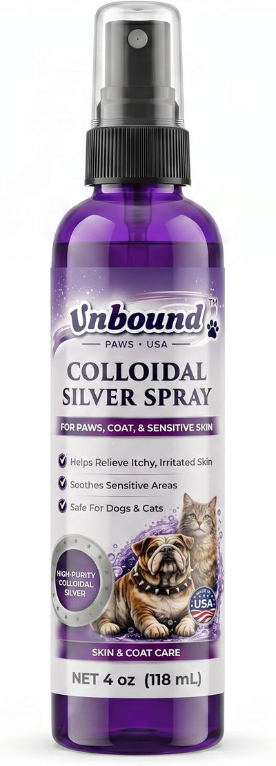 Colloidal Silver Spray for Dogs & Cats – Gentle Skin & Coat Support – Soothes Irritated Skin, Rashes & Scratches – Natural Pet Care – 4 Oz